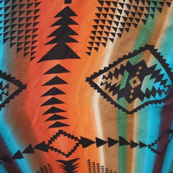 🌟 3 for $15 Deal! 🌟Sweet Storm teal orange long sleeve dress S - Picture 5 of 8